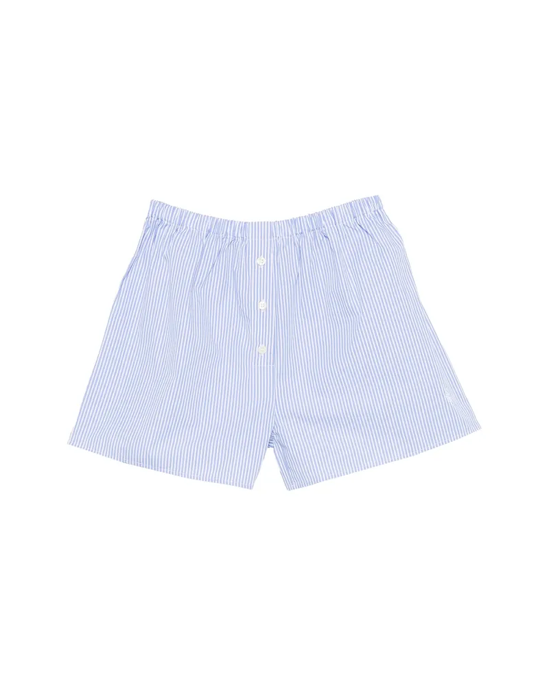 SPORTY & RICH Striped Button-detail Shorts Blue