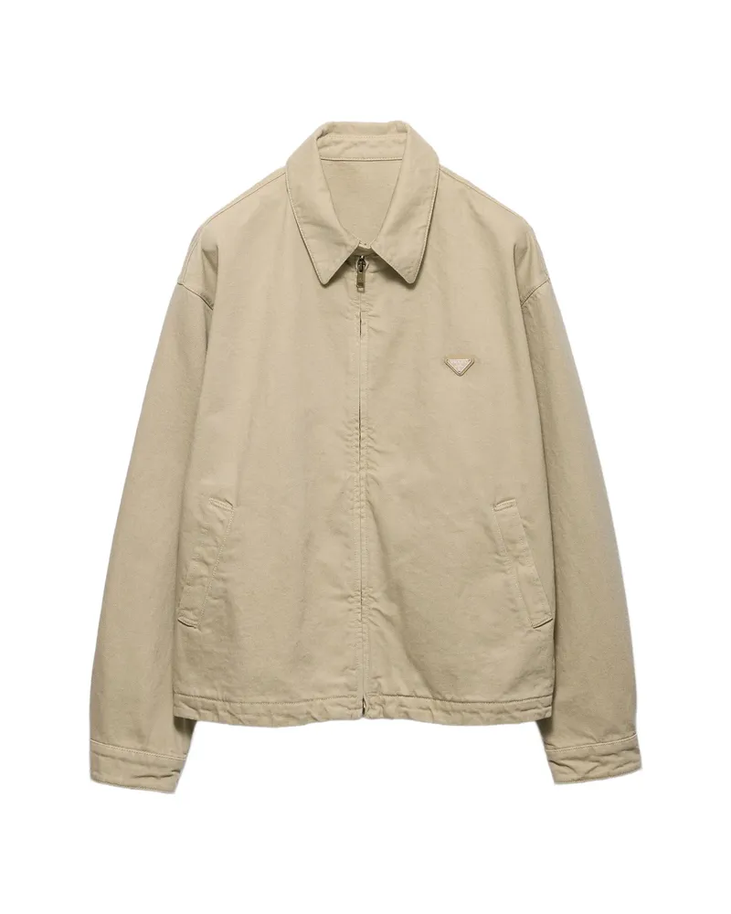 Prada Old Denim Blouson Jacket Neutrals