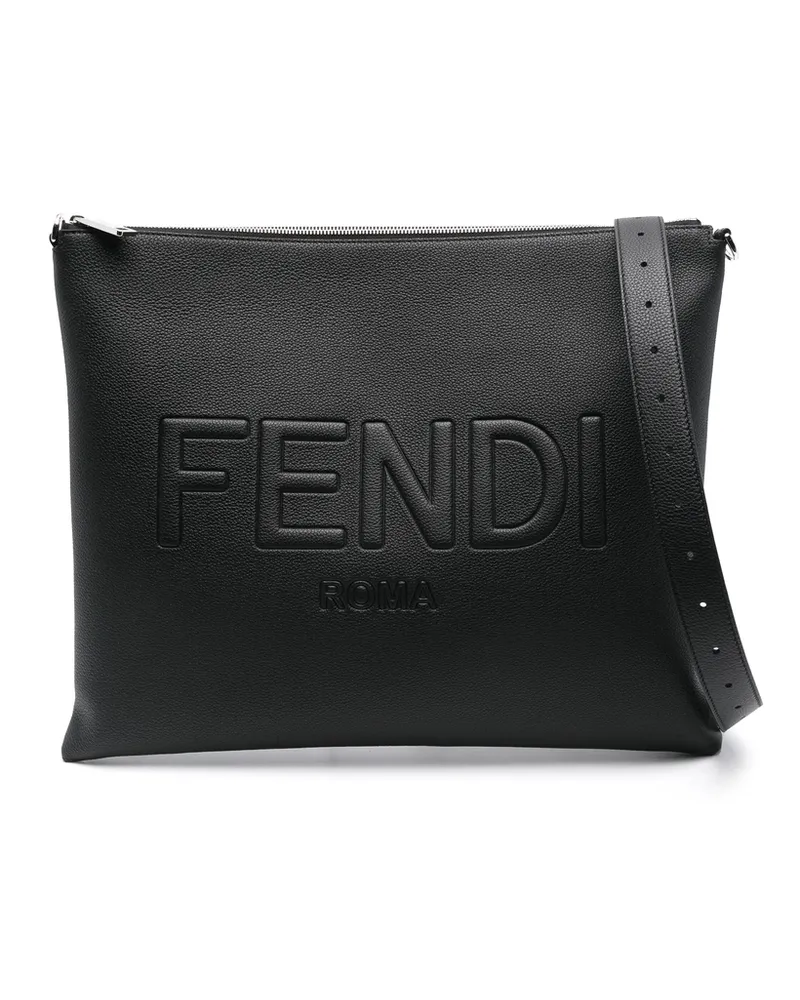 Fendi Fendi After Leather Shoulder Bag Black
