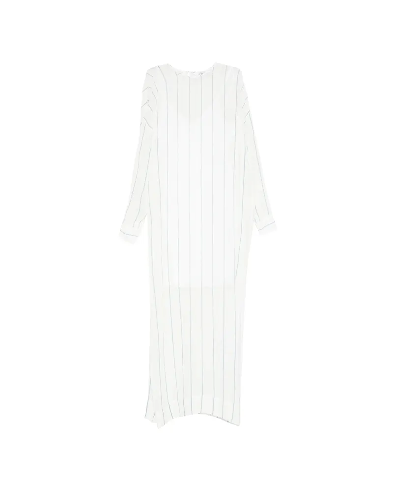 BONDI BORN Capri Striped-pattern Midi Shift Dress White
