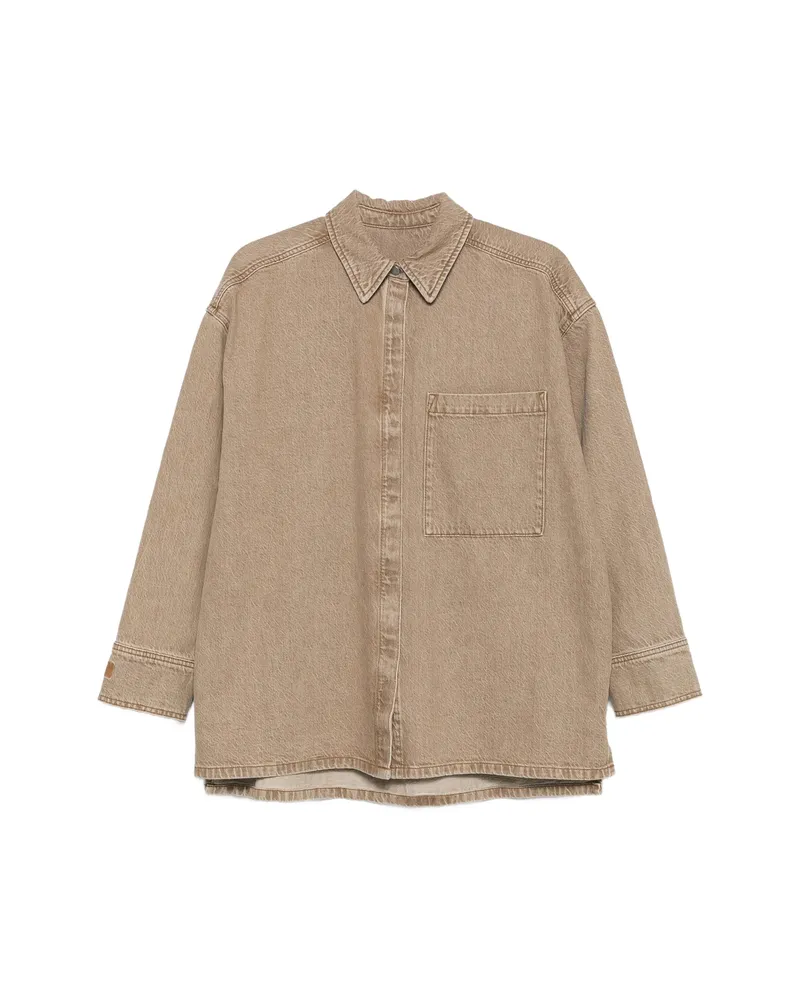 By Malene Birger Logo-embroidered Denim Shirt Neutrals