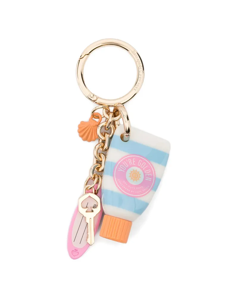 Kate Spade Striped Multi-charm Keyring White