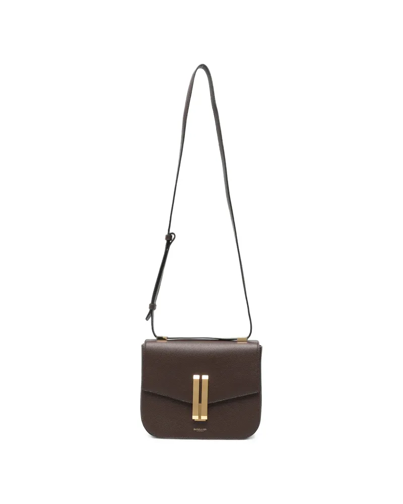 DeMELLIER Vancouver Grained-leather Crossbody Bag Brown