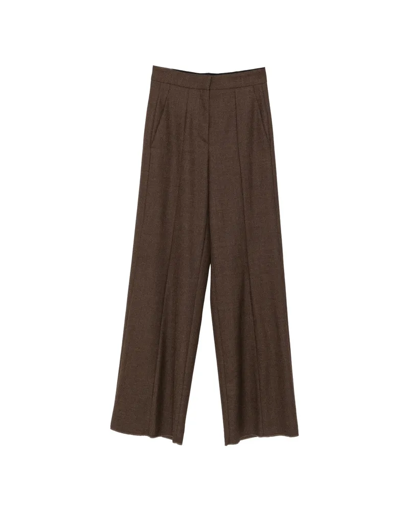 Seafarer April Pressed-crease Wide-leg Trousers Brown