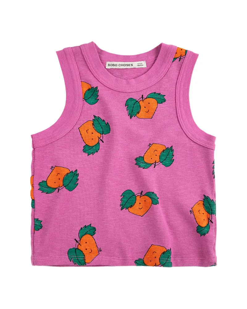 BOBO CHOSES Tangerine Printed Rib Top Pink