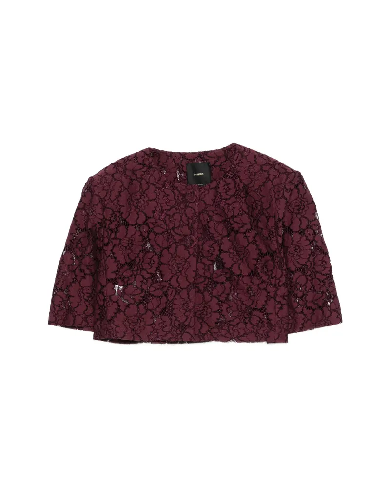 Pinko Lace-detail Cropped Jacket Red