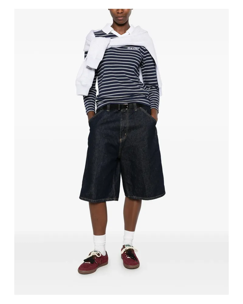 SPORTY & RICH Striped-pattern Long-sleeve T-shirt Blue
