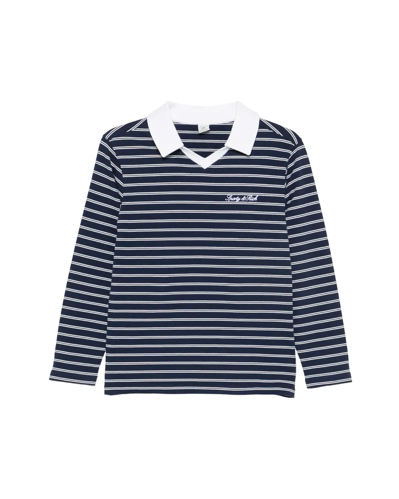SPORTY & RICH Striped-pattern Long-sleeve T-shirt Blue