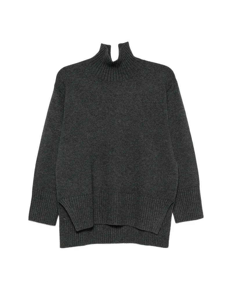 Calvin Klein Lux High-neck Side-slit Sweater Grey