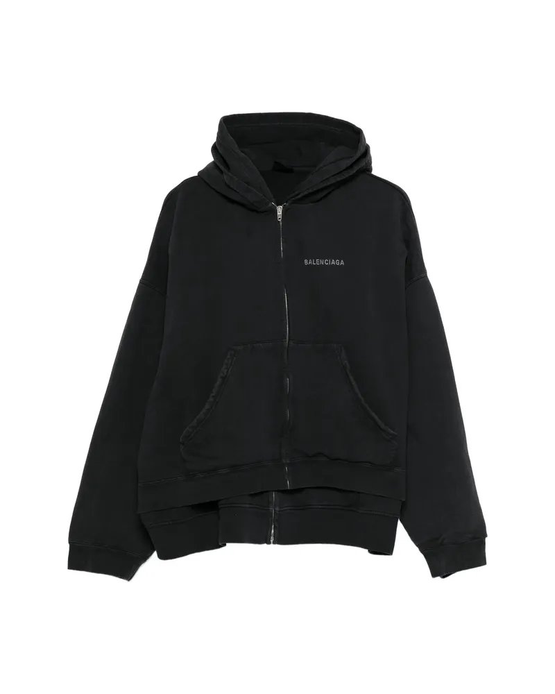 Balenciaga Layered Zip-up Hoodie Black