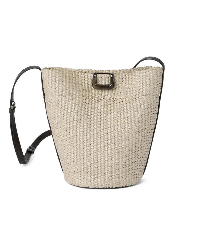 Brunello Cucinelli Sartorial Small Bucket Bag In Techno Raffia Neutrals