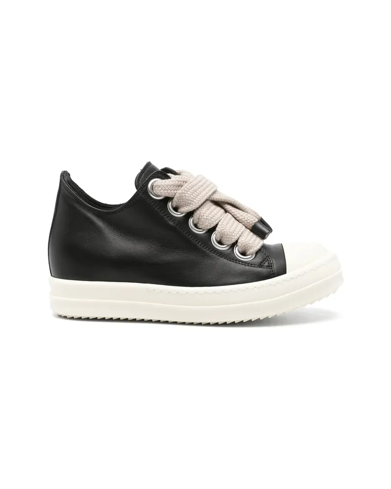 Rick Owens Oversized-lace Leather Sneakers Black