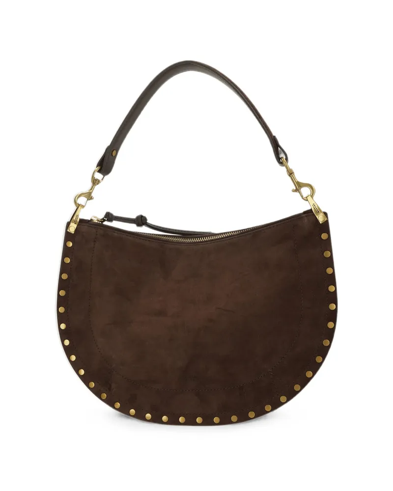 Isabel Marant Oskan Stud-embellished Suede Shoulder Bag Brown