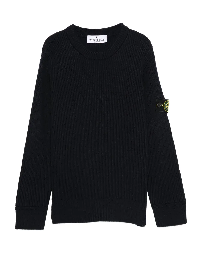 Stone Island Ribbed Logo-patch Sweater Black
