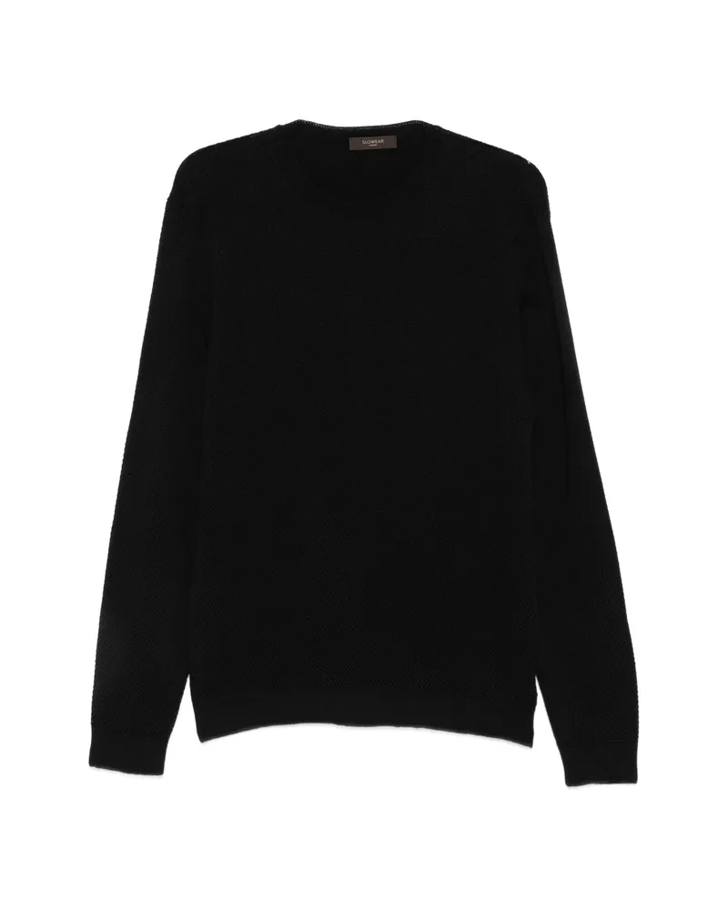 Zanone Waffle-knit Long-sleeve Sweater Black