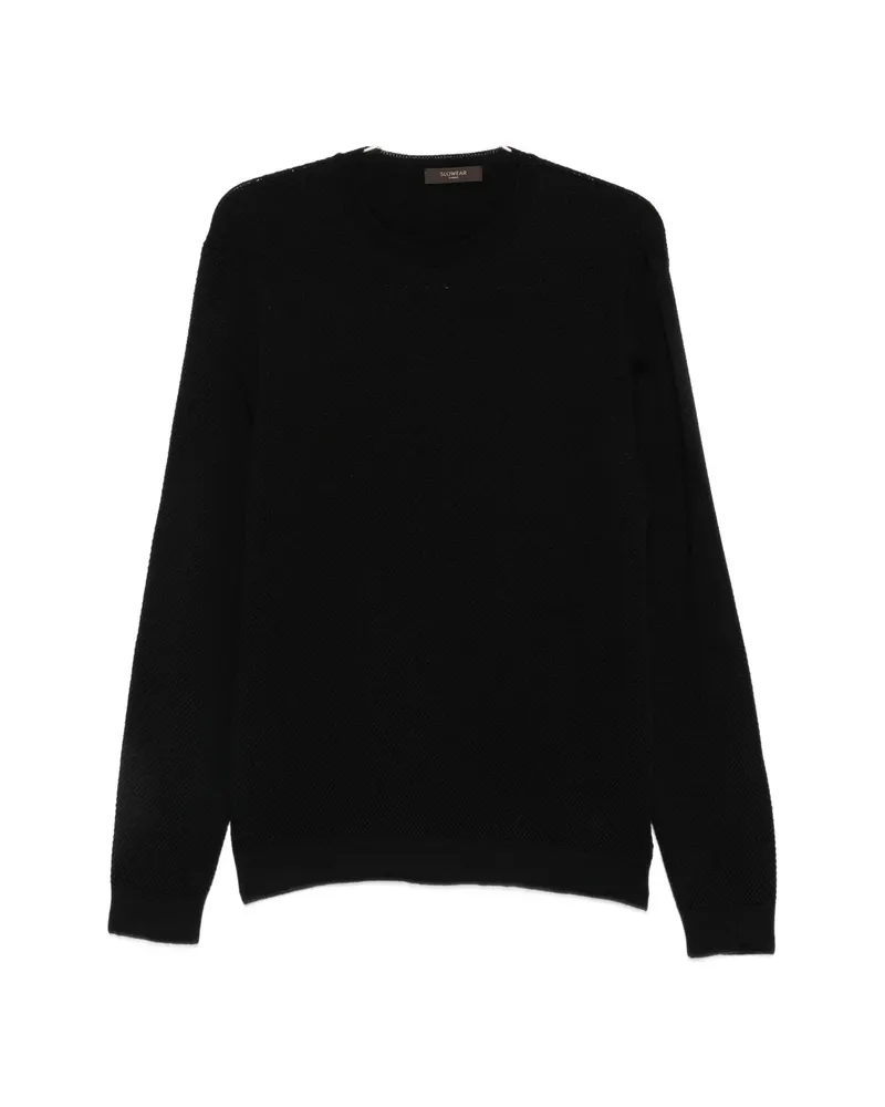 Zanone Waffle-knit Long-sleeve Sweater Black