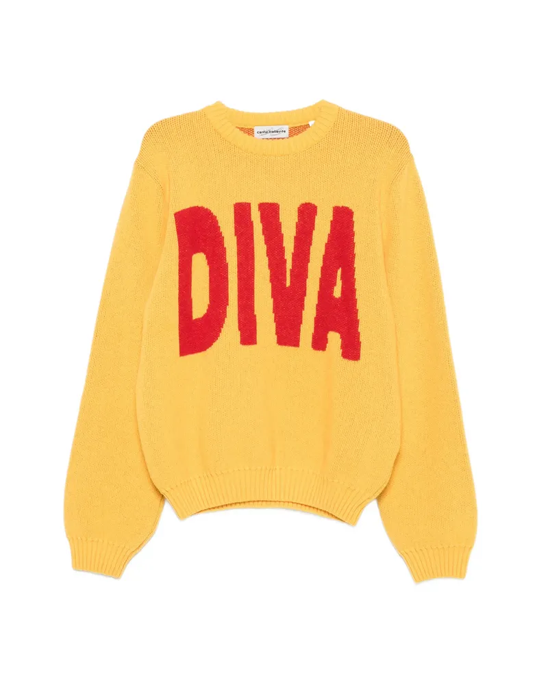 Carne Bollente Such A Diva Intarsia-knit Sweater Yellow