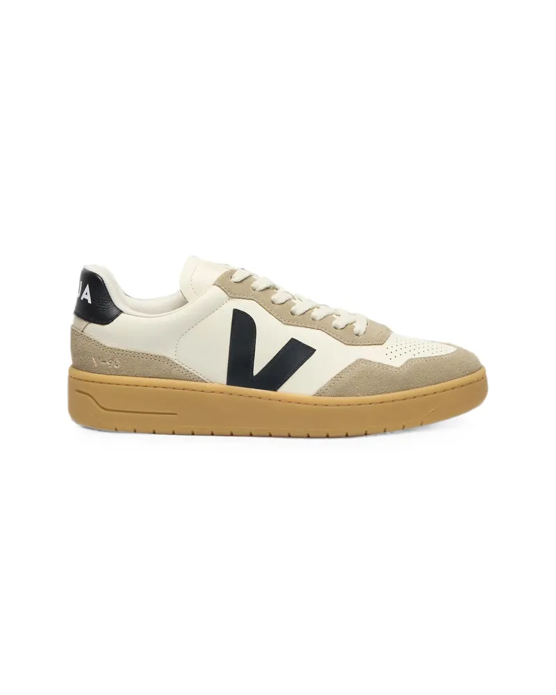 VEJA V-90 Leather Pure Black Natural Sneakers Neutrals