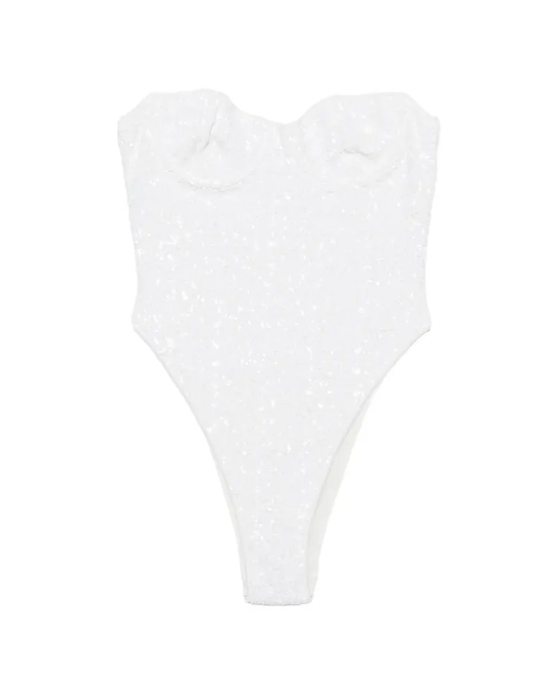 Oséree Sequin-embellished Underwired Swimsuit White