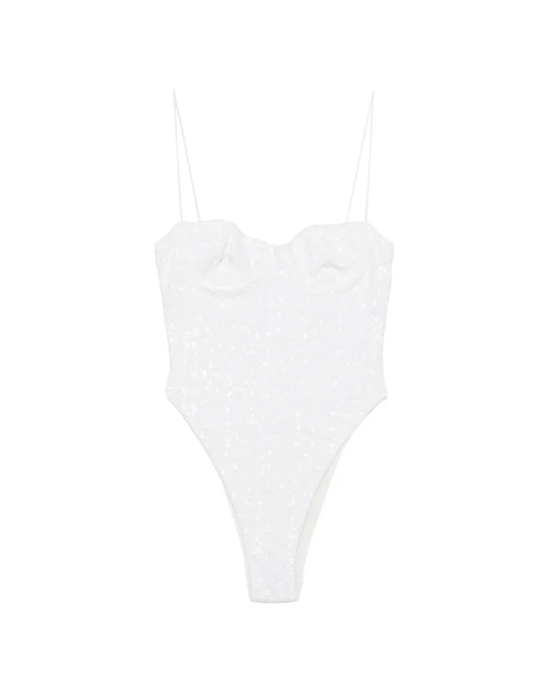 Oséree Sequin-embellished Underwired Swimsuit White