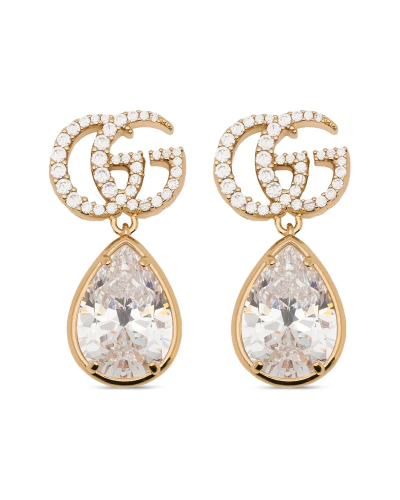 Gucci Double G Crystal-embellished Drop Earrings Gold