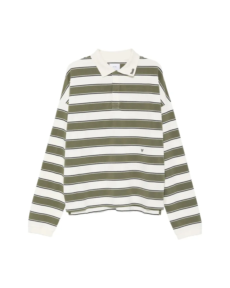 RHUDE Horizontal-stripe Long-sleeve Polo Shirt Green