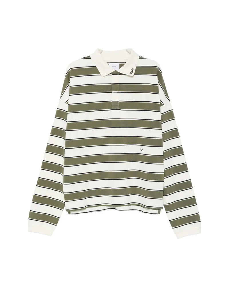 RHUDE Horizontal-stripe Long-sleeve Polo Shirt Green