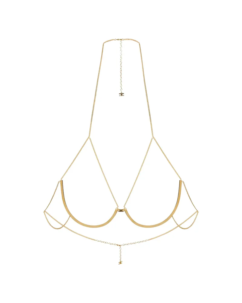 Elisabetta Franchi Bodychain Necklace In Golden Metal Gold