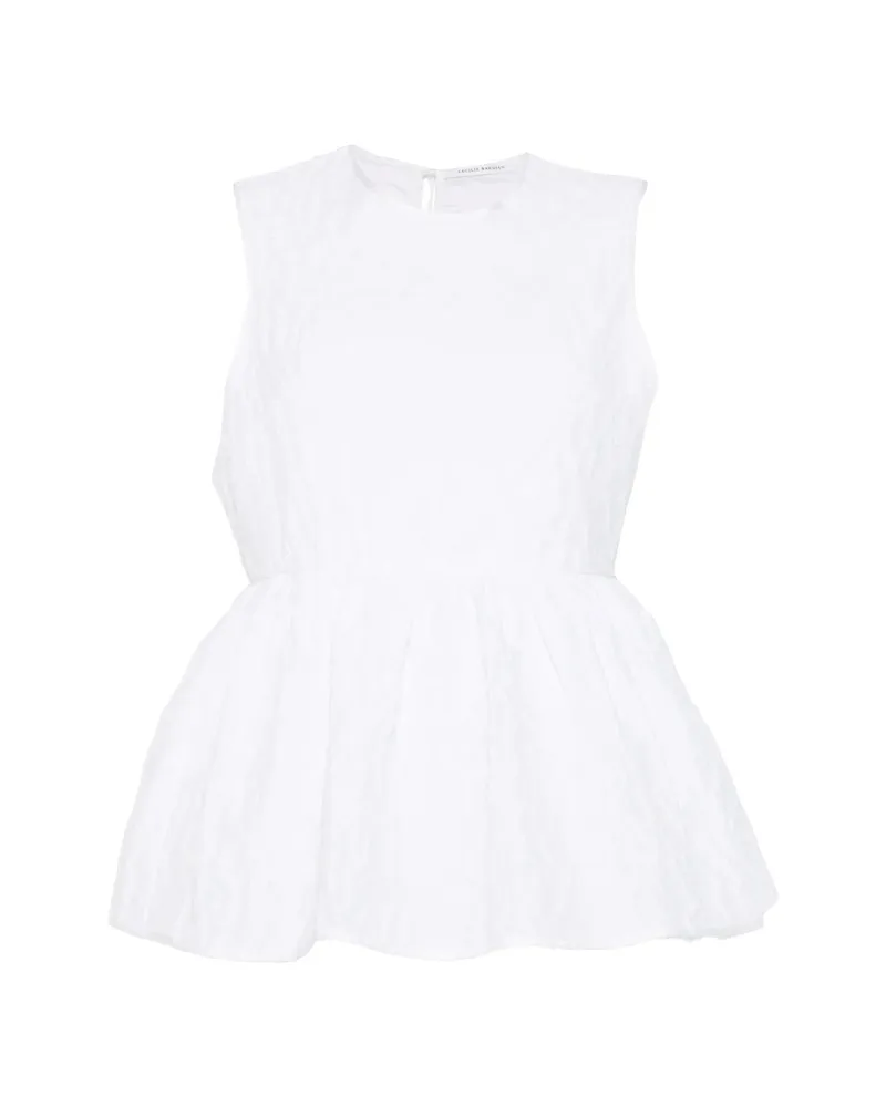 Cecilie Bahnsen Seersucker Peplum Top White