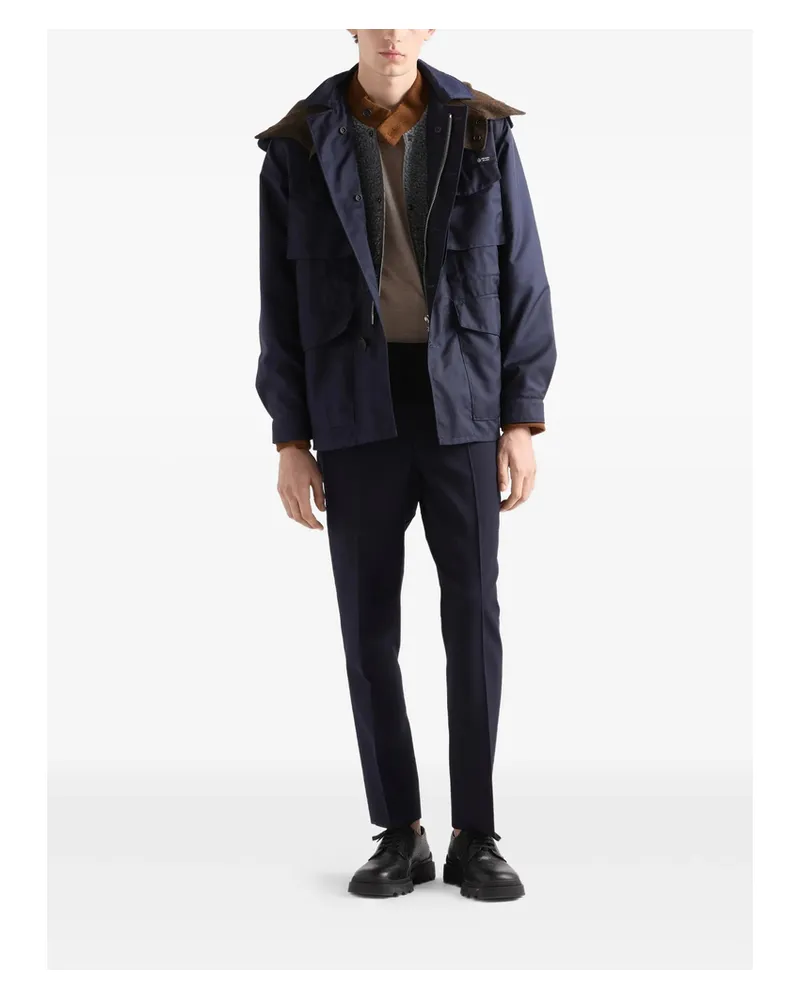 Prada Shirt-style Hooded Cotton Jacket Blue