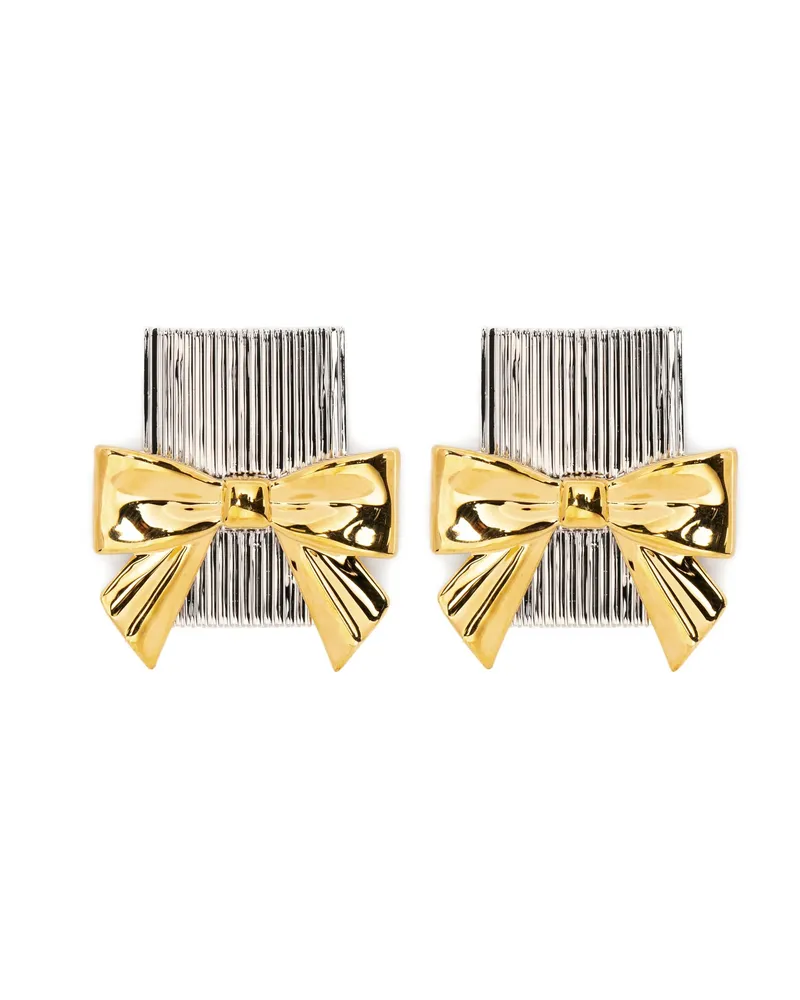 SHUSHU/TONG Bow-detail Textured Earrings Silver