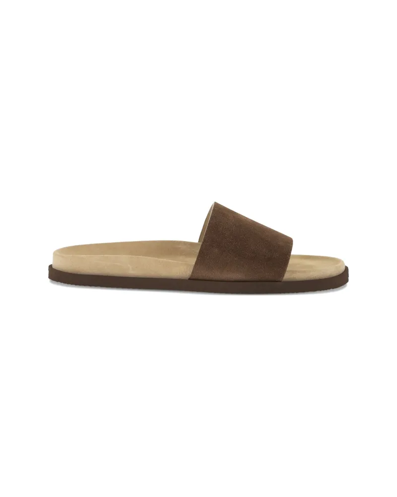 Brunello Cucinelli Suede-strap Flat Sandals Brown
