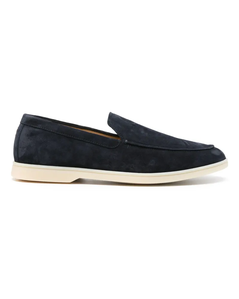 Henderson Logo-embroidered Suede Loafers Blue