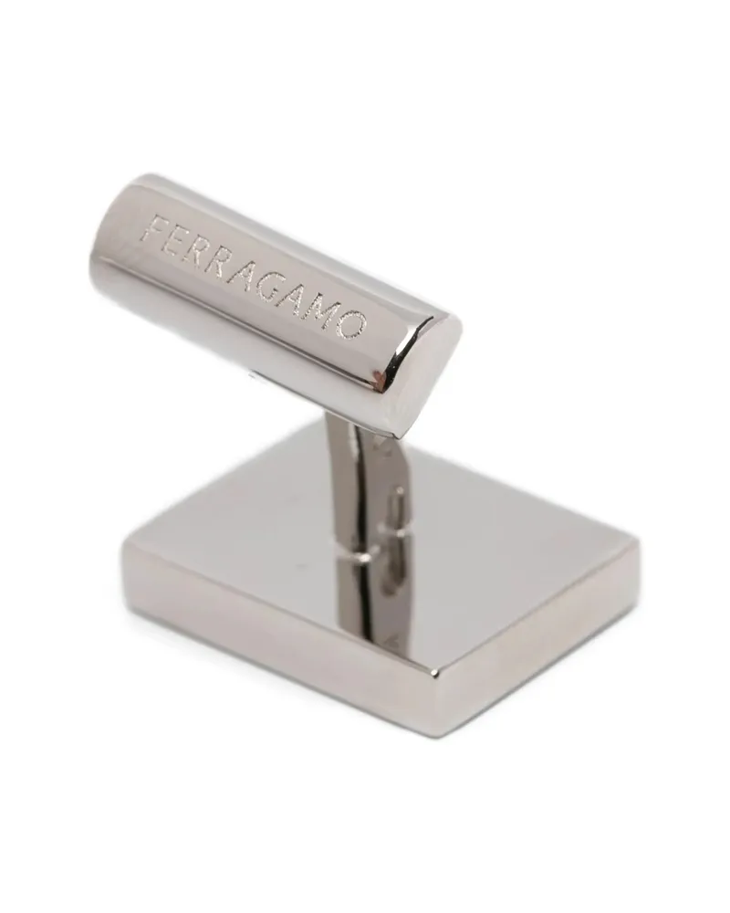 Ferragamo Patterned Square Cufflinks Silver