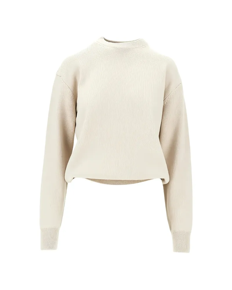 Jacquemus Ribbed-knit Crew-neck Wool Sweater Neutrals