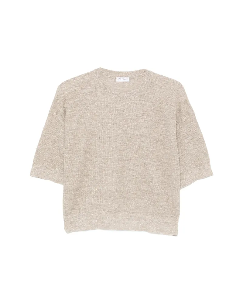 Brunello Cucinelli Fine-knit Short-sleeve T-shirt Neutrals