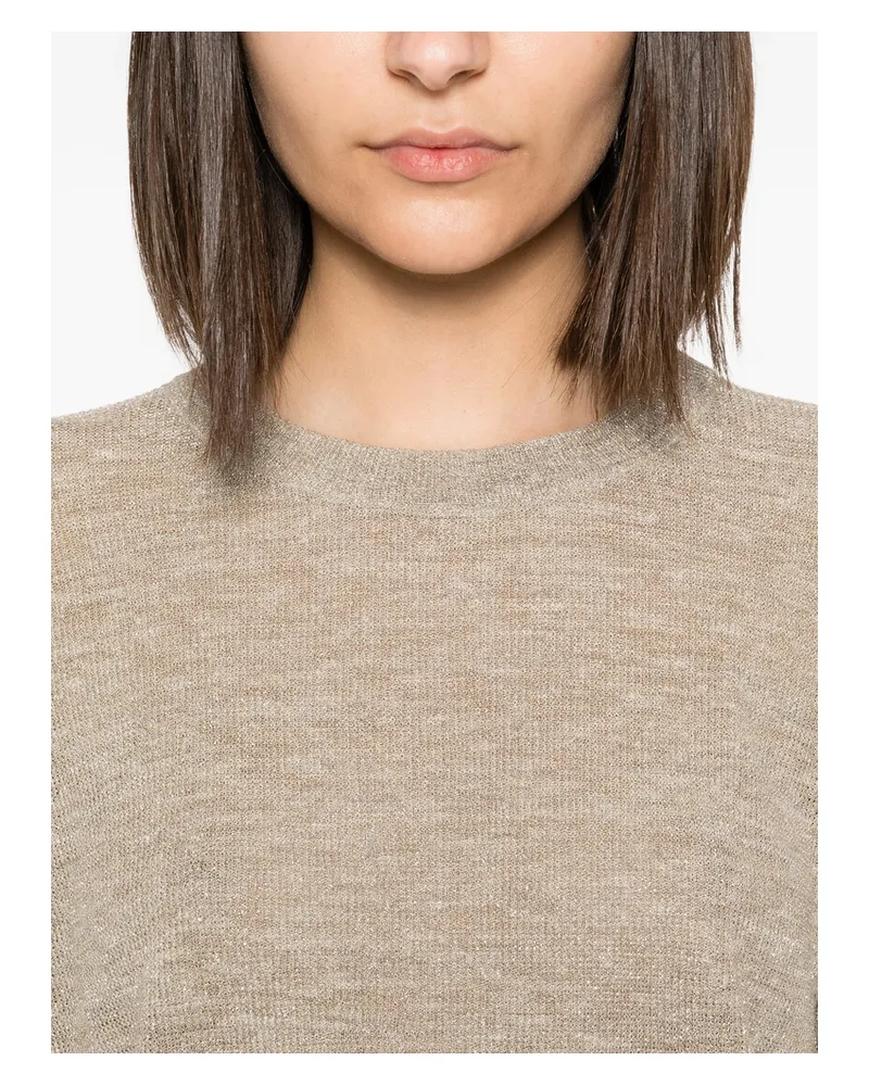 Brunello Cucinelli Fine-knit Short-sleeve T-shirt Neutrals