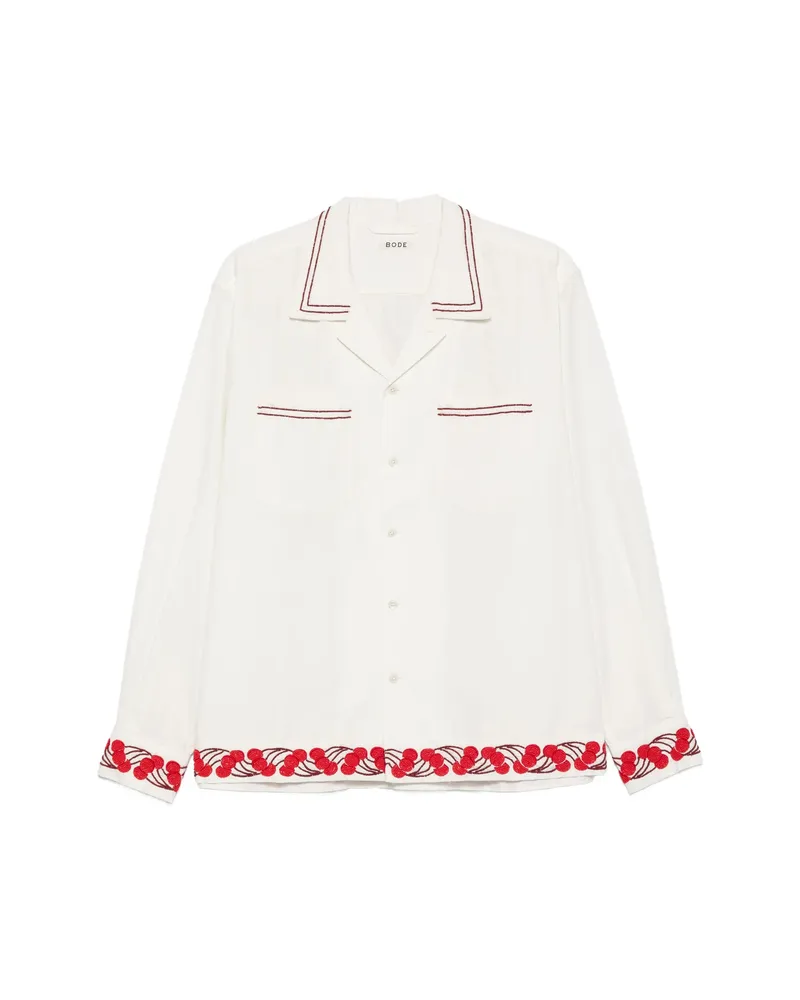 BODE Cherry Lane Beaded Shirt Neutrals