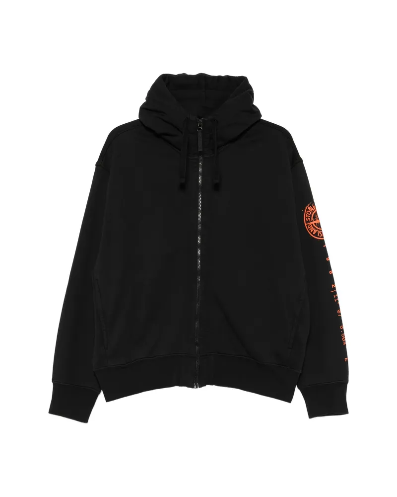 Stone Island Logo-print Zip-up Hoodie Black