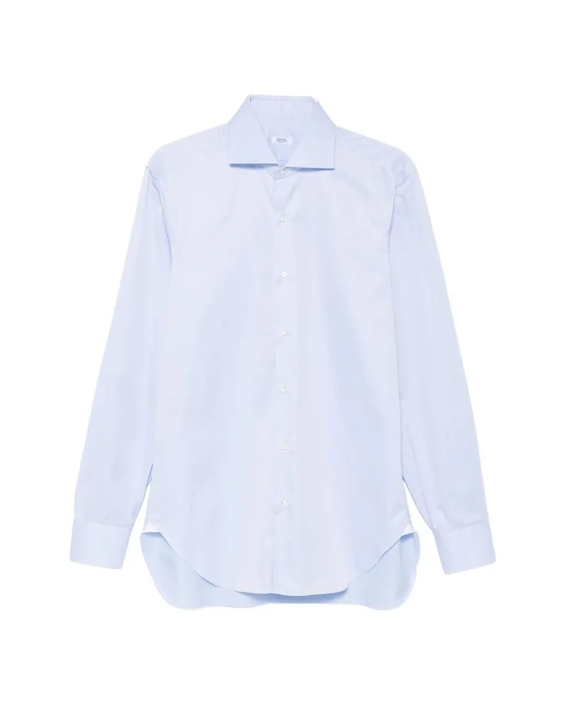 BARBA Spread-collar Button-up Shirt Blue