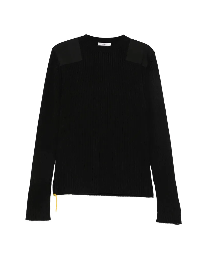 Fendi Ribbed-knit Shoulder-patch Sweater Black