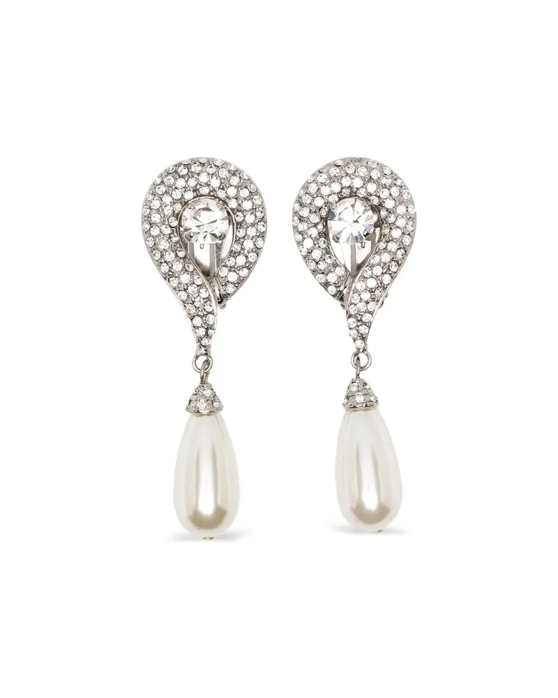 Alessandra Rich Faux-pearl Earrings Silver