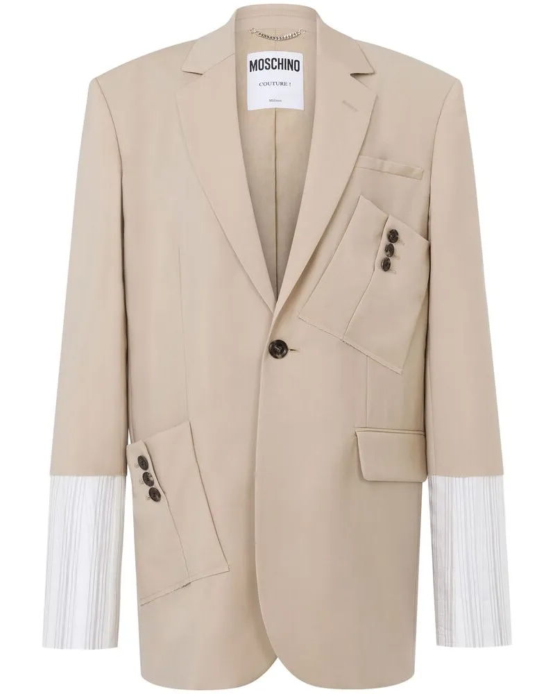 Moschino Virgin Wool Blazer Neutrals