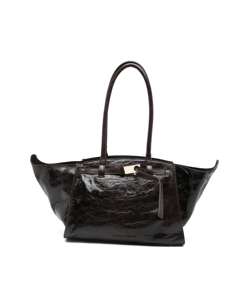 Benedetta Bruzziches Large Mame Leather Tote Bag Brown