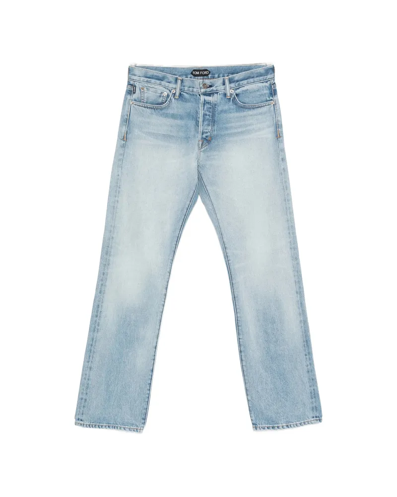 Tom Ford Faded Straight-leg Jeans Blue