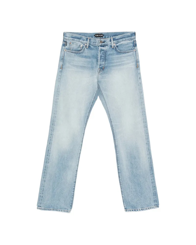Tom Ford Faded Straight-leg Jeans Blue