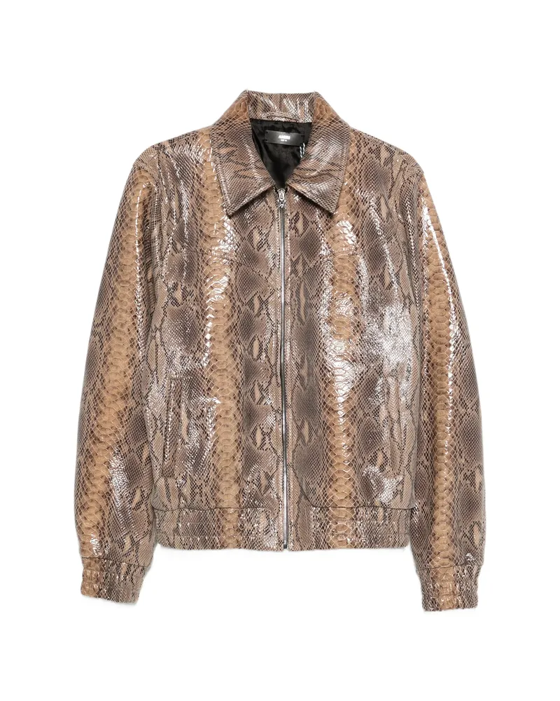 Amiri Zip-up Leather Jacket Neutrals