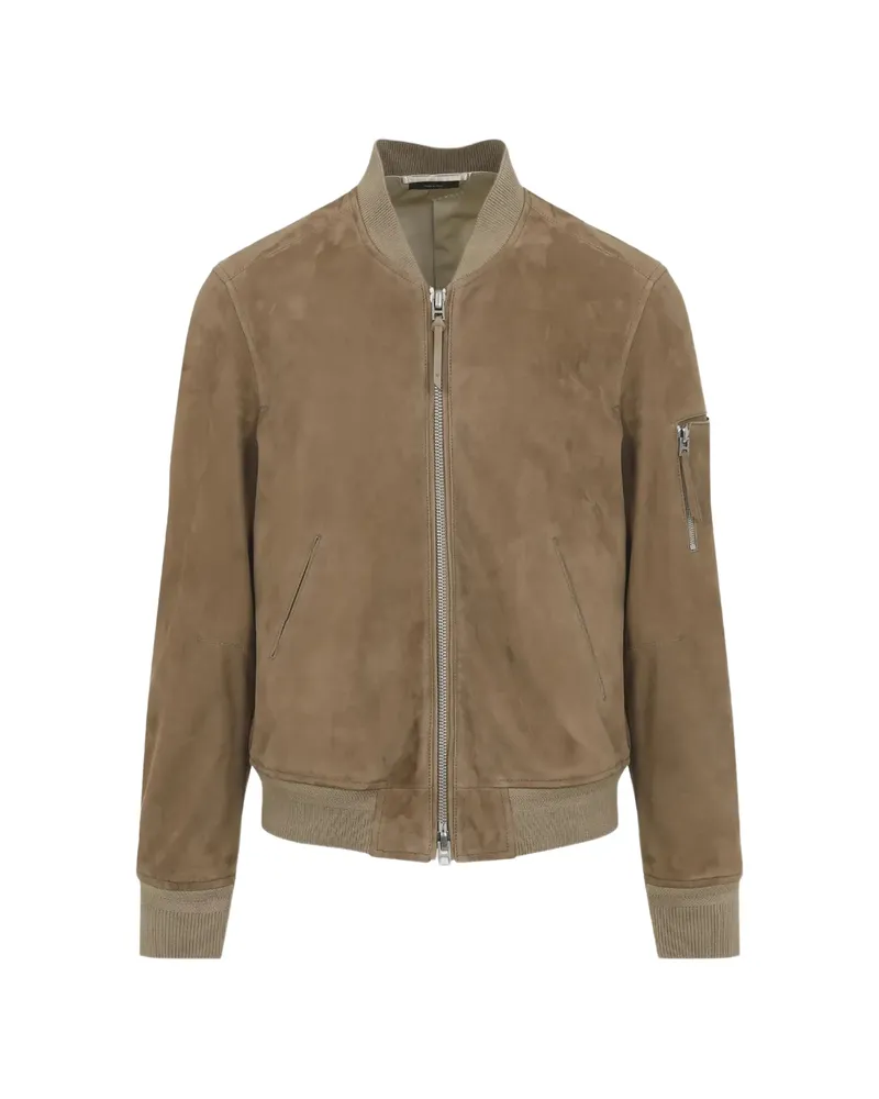 Tom Ford Zipped Bomber Jacket Brown