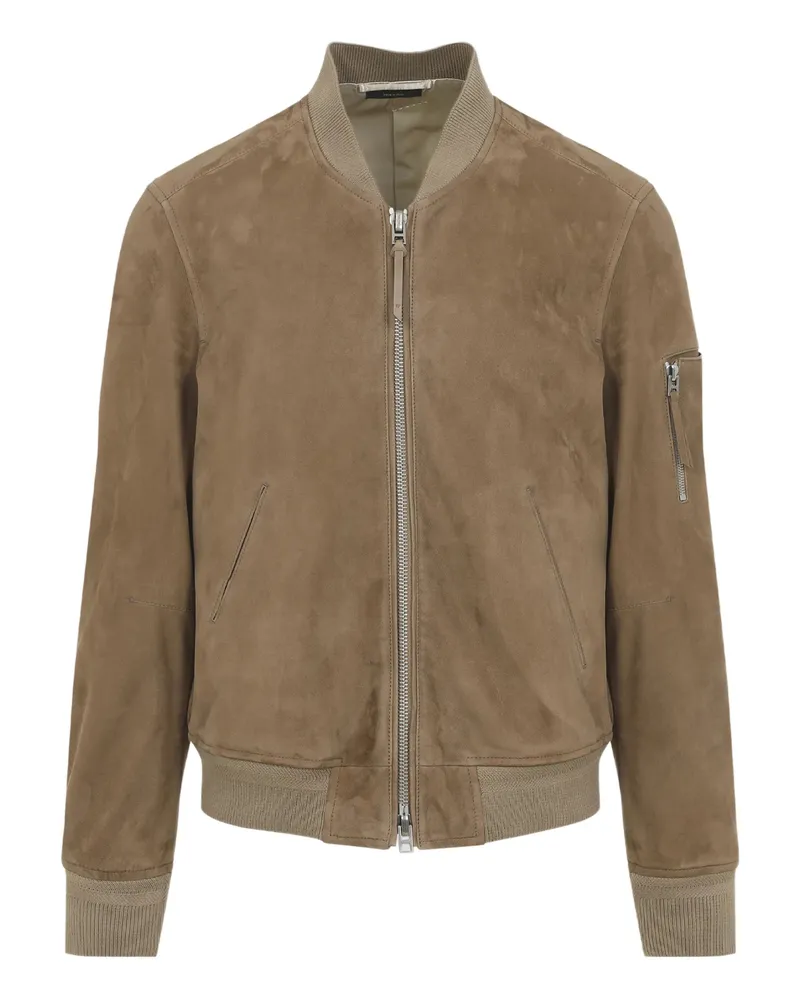 Tom Ford Zip-up Suede Jacket Brown