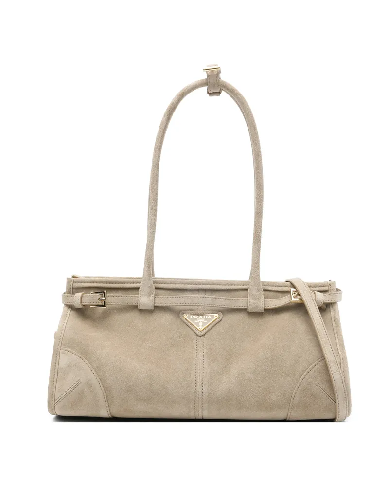 Prada Medium Bonnie Suede Tote Bag Neutrals